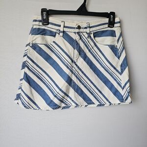 Universal Thread Blue and White Striped Denim Mini Skirt